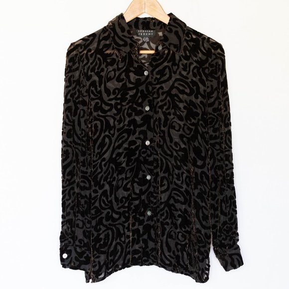Spenser Jeremy Tops - Spenser Jeremy Burnout Velvet See-through Blouse
